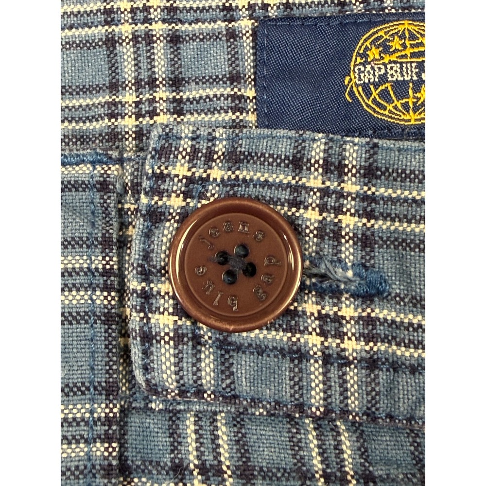 Vintage Gap Blue Jeans Womens 4 Blue Plaid Straight Leg Cotton Trousers 90's - Picture 3 of 11